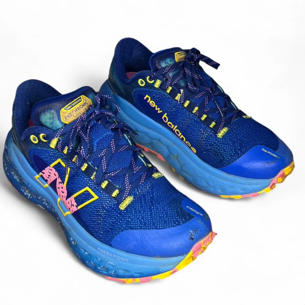 New Balance Fresh Foam X More Trail v2 Vibram Sole Blue Vibrant Pink Size 7.5 - Picture 1 of 15